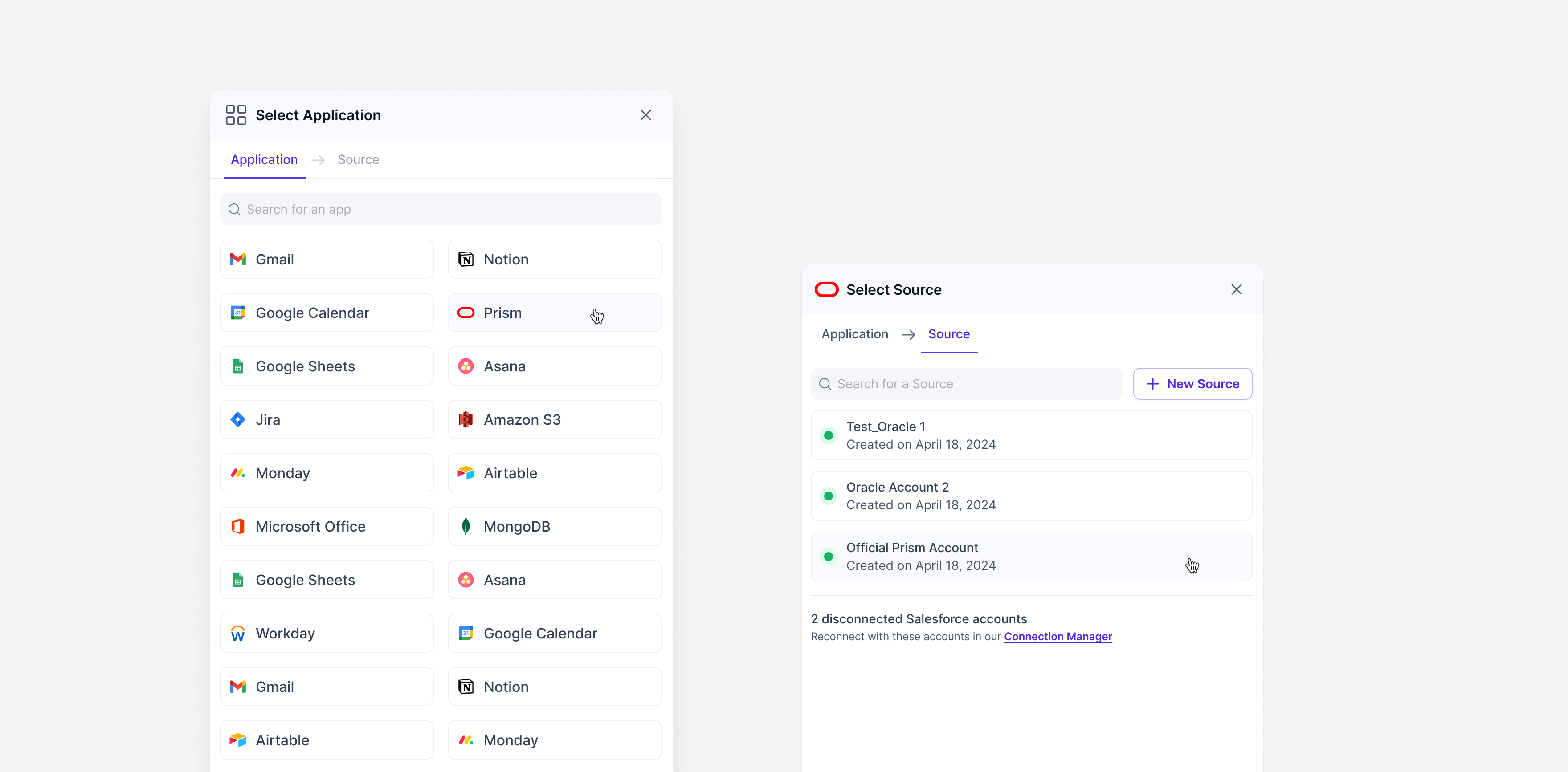 Dynamically generated connection form adapting to different connector types