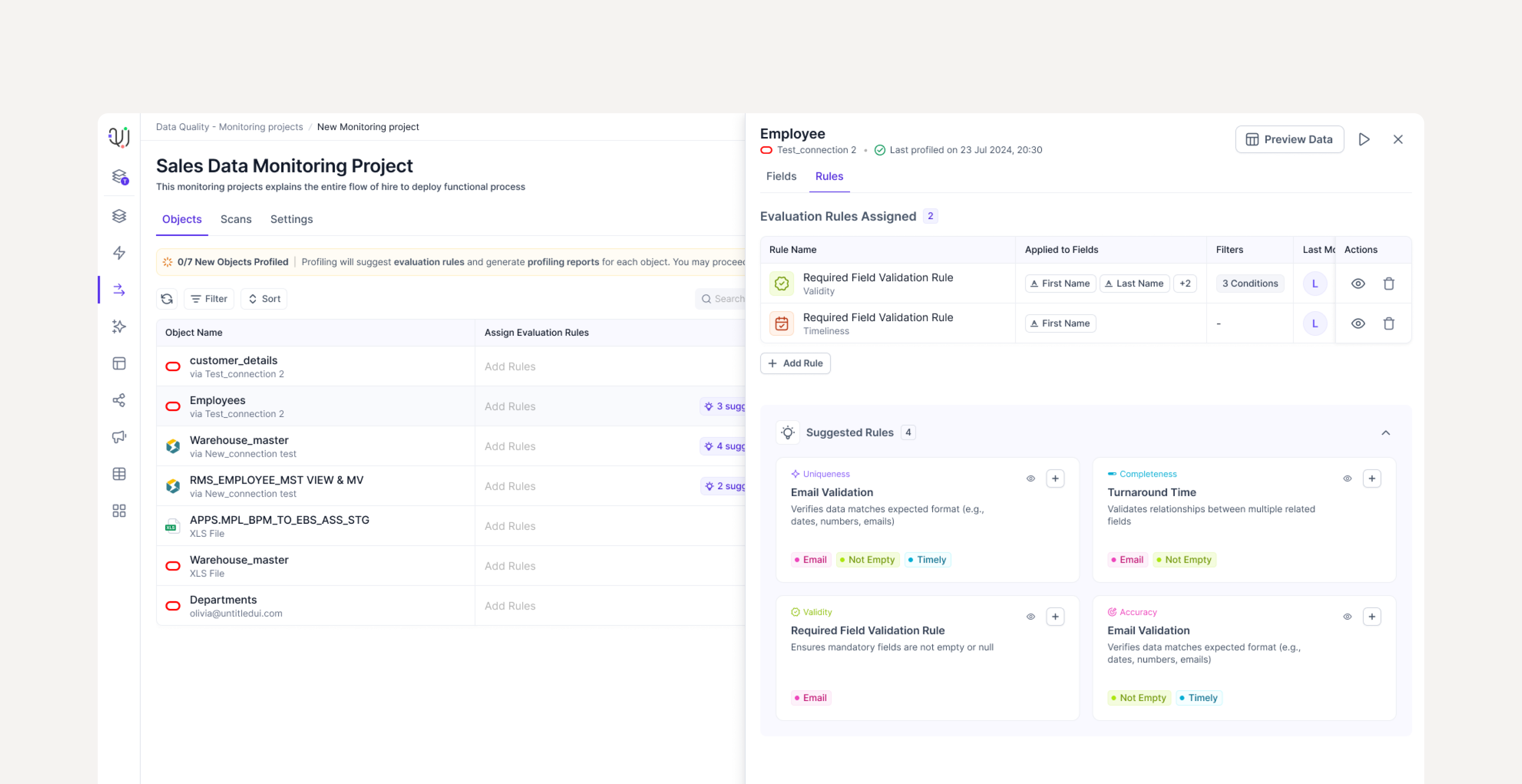 Profiling output with AI insights and approve step